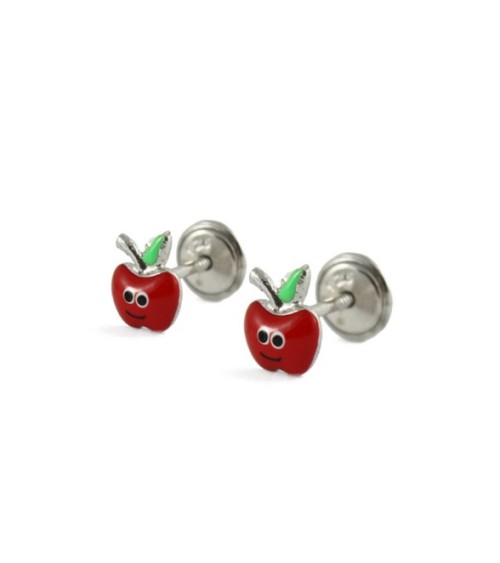 Pendientes niña Manzana esmalte