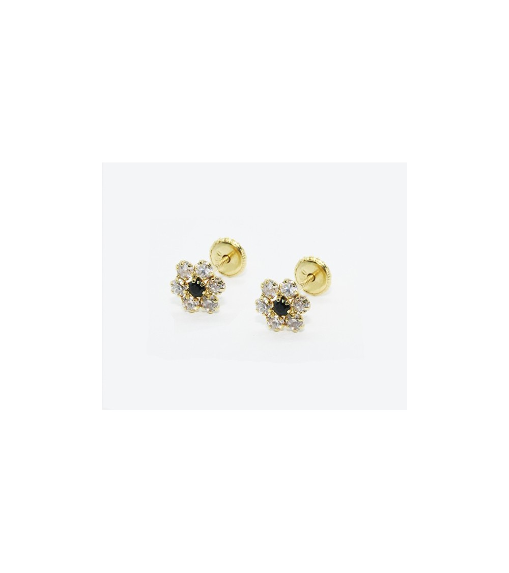 Pendientes flor de Oro negra