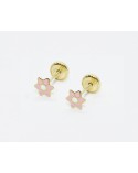 Pendientes de Oro flor esmalte