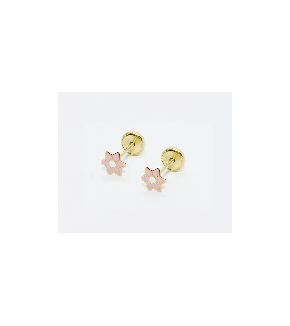 Pendientes de Oro flor esmalte