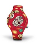 Reloj Doodle rojo calaveras