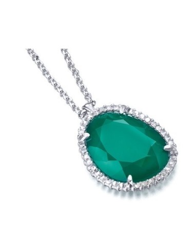 Colgante calcedonia esmeralda diamantes LD008ES