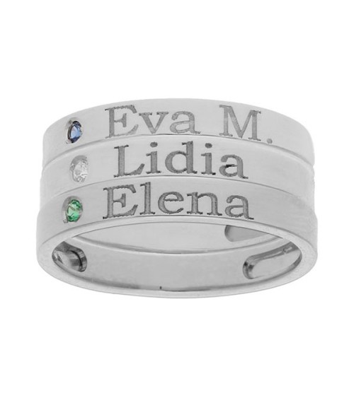 3 anillos plata personalizados nombre