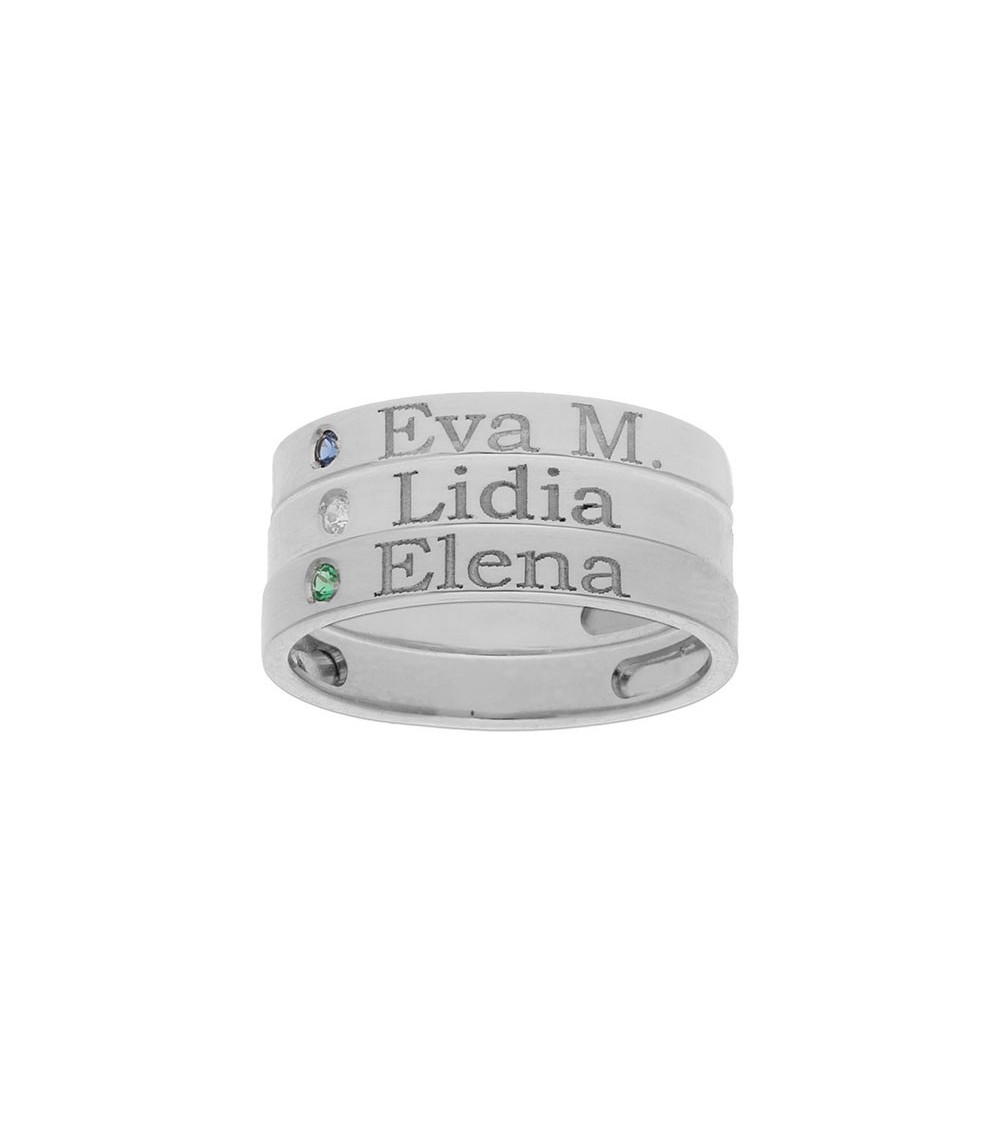 3 anillos plata personalizados nombre