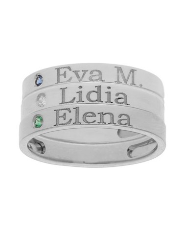 3 anillos plata personalizados nombre