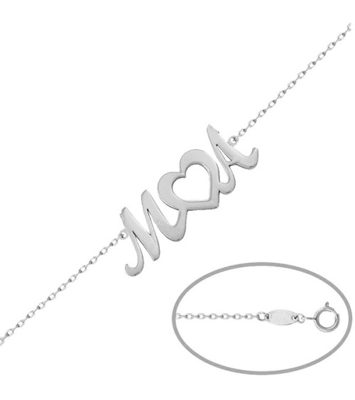 Pulsera plata letras y corazón