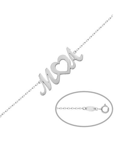 Pulsera plata letras y corazón