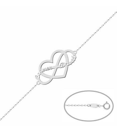 Pulsera nombres corazón infinito