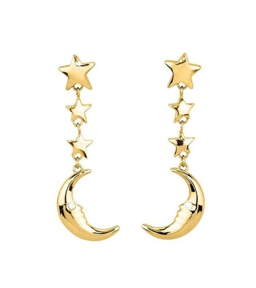 Pendientes luna y estrellas dorados