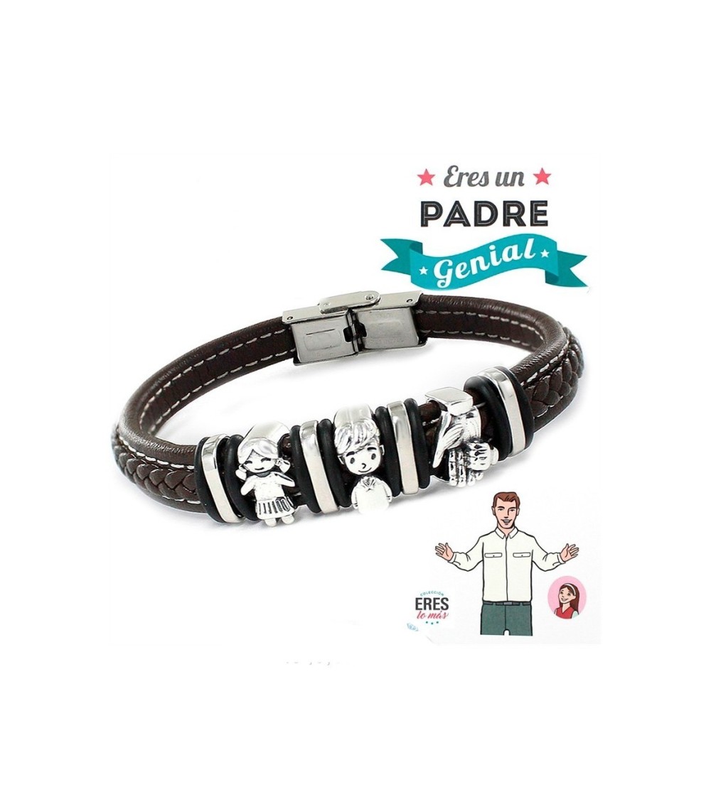 Pulsera plata y acero padre