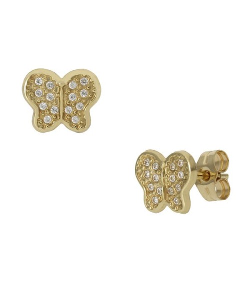 Pendientes de Oro mariposa circonitas