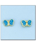 Pendientes mariposa Oro y esmalte azul