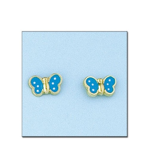 Pendientes mariposa Oro y esmalte azul