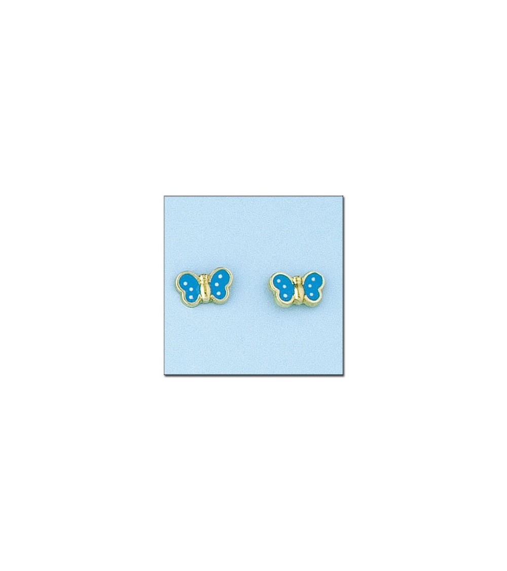 Pendientes mariposa Oro y esmalte azul