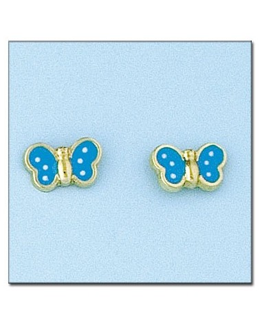 Pendientes mariposa Oro y esmalte azul