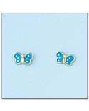 Pendientes Oro mariposa azul