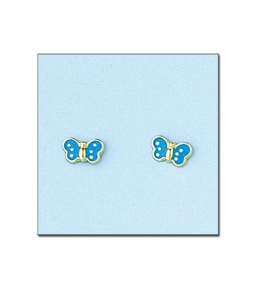 Pendientes Oro mariposa azul