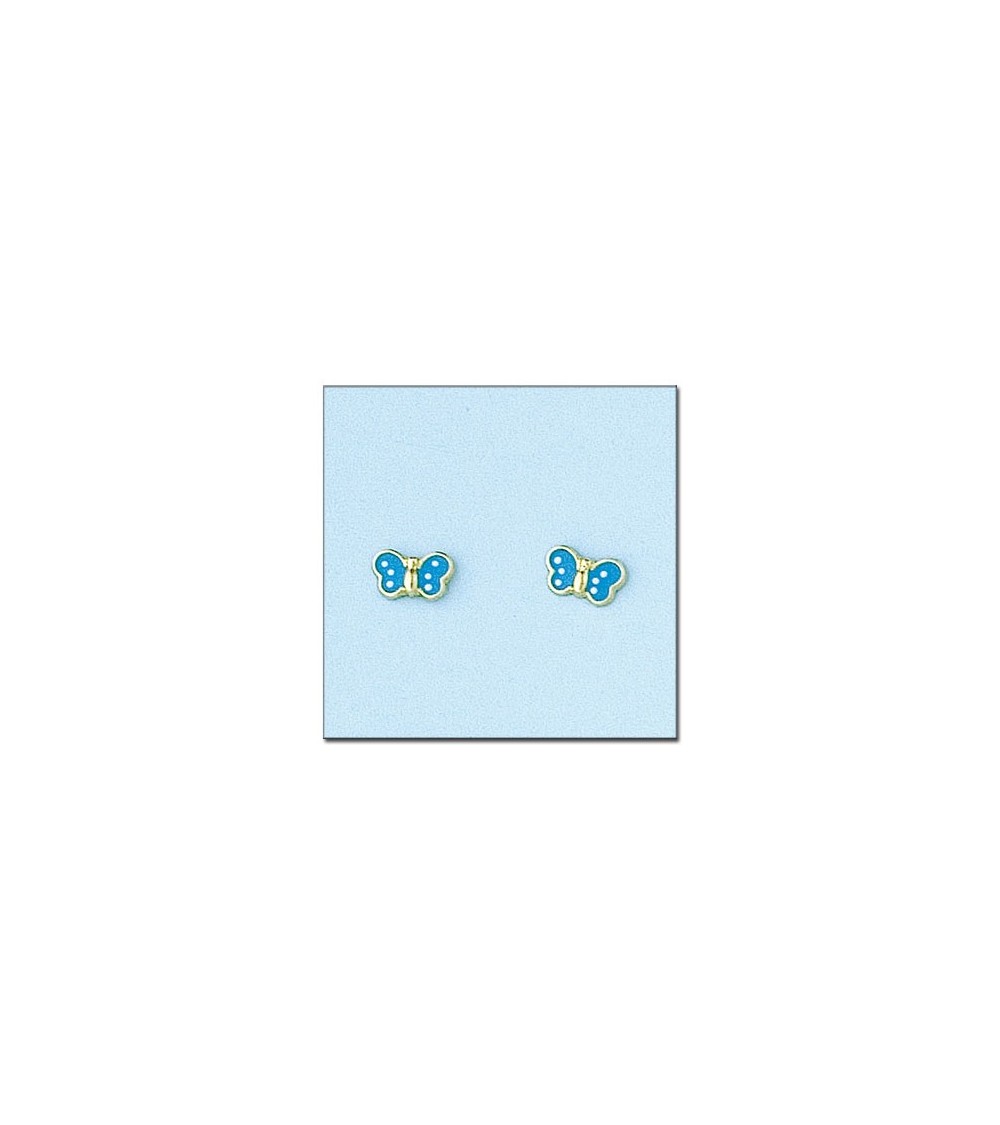 Pendientes Oro mariposa azul