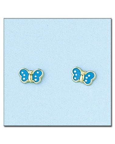 Pendientes Oro mariposa azul
