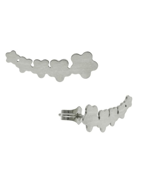 Pendientes trepadores flores plata