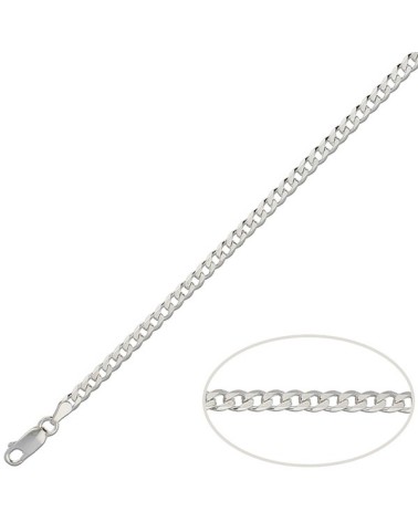 Cadena ancha 4 mm plata barbada 60 cm