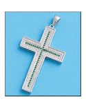 Cruz de plata circonitas verdes