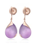 Pendientes plata rosa y cristal amatista
