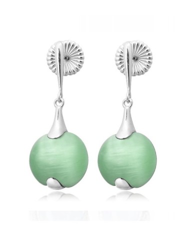 Pendientes Zen plata y cristal verde