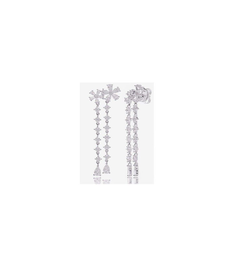 Pendientes Camaleoni plata flor CHEVERNY