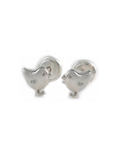 Pendientes infantiles pollito de plata