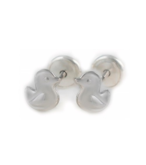 Pendientes infantiles patito de plata