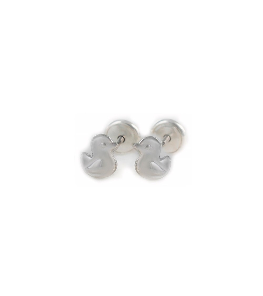 Pendientes infantiles patito de plata