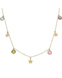 Gargantilla de Oro charms estrellas y colores