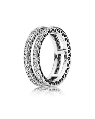 Anillo Pandora doble corazones 196236CZ