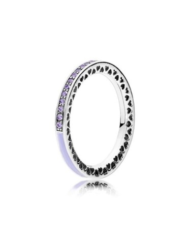 Anillo Pandora corazones radiantes morado 191011ACZ