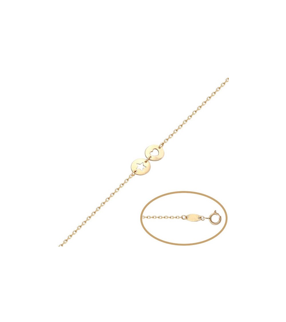 Pulsera de Oro estrella y corazón