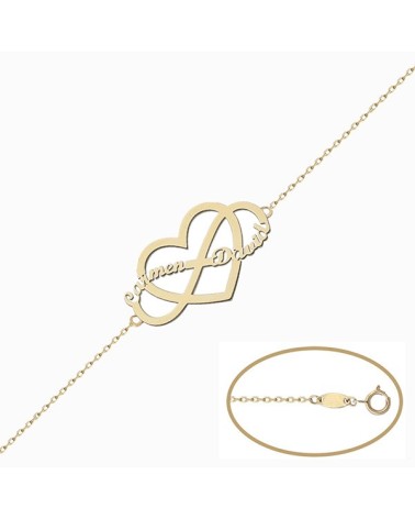 Pulsera personalizada Oro corazón infinito nombres