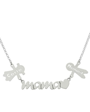 Gargantilla de plata Mamá y niños