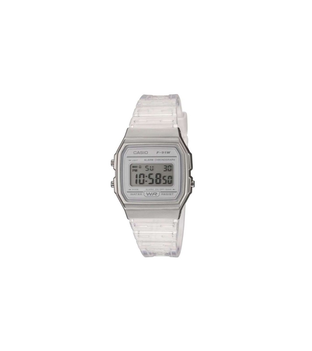 Reloj Casio vintage transparente F-91WS-7EF