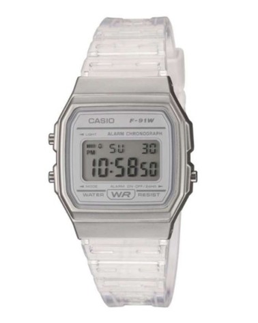 Reloj Casio vintage transparente F-91WS-7EF