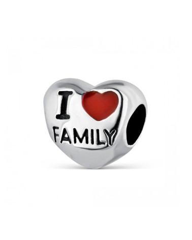 Abalorio plata corazón I Love Family