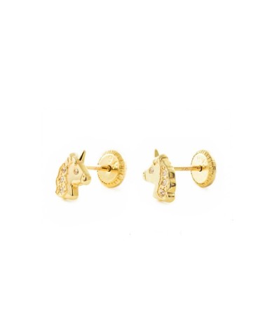 Pendientes de Oro Unicornio