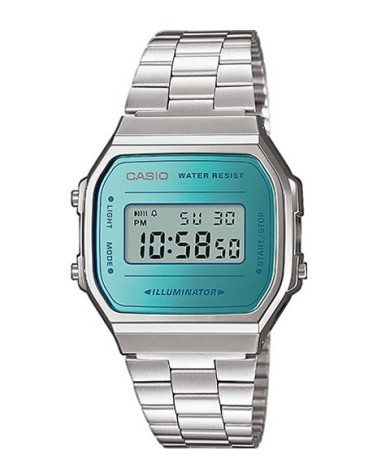 Reloj Casio efecto espejo azul A168WEM-2EF