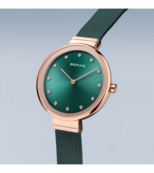 Reloj Bering verde rosado 12034-868