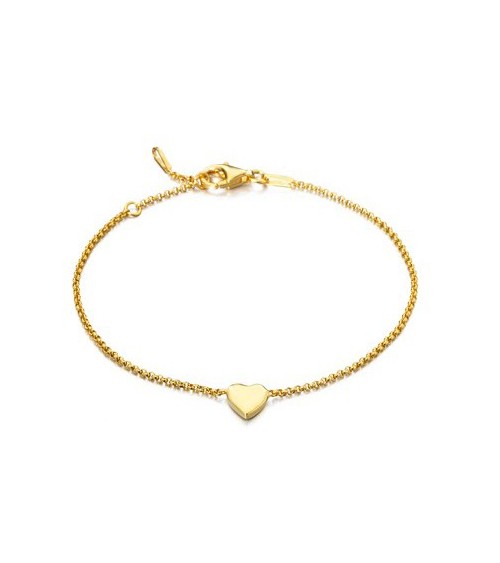 Pulsera leCarré de plata con corazón dorado