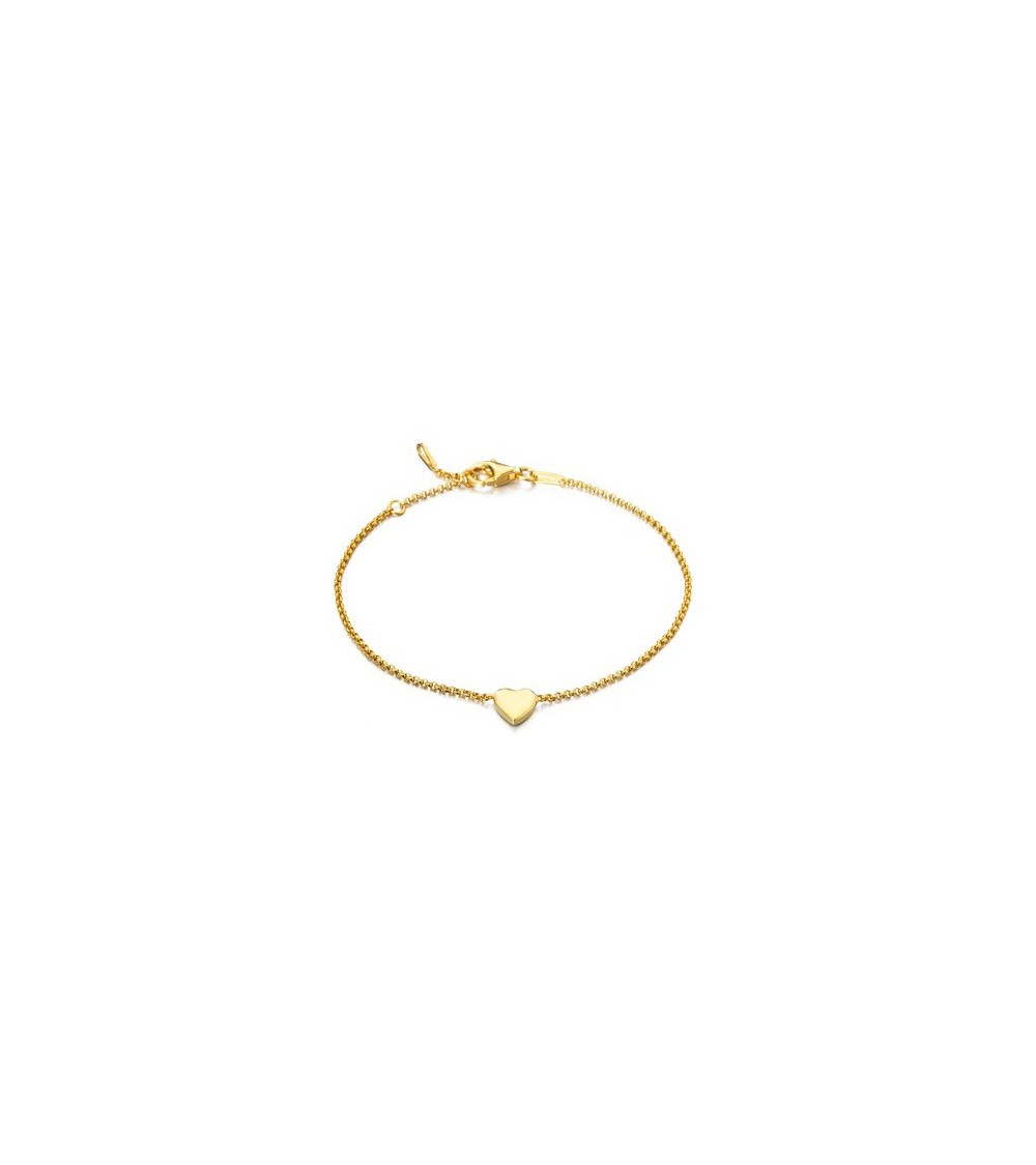 Pulsera leCarré de plata con corazón dorado