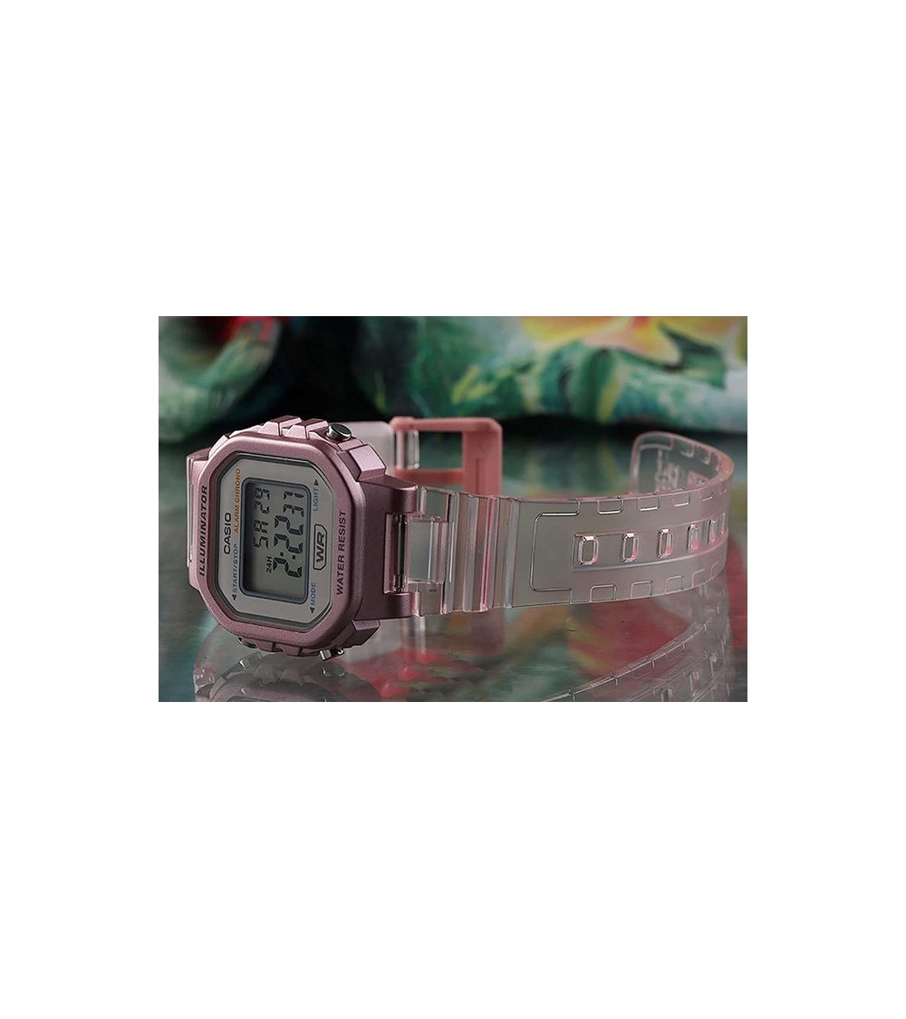  Casio Iluminador Reloj digital con alarma rosa translúcido  LA-20WHS-4A, Rosa translúcido, Cronógrafo, Digital : Ropa, Zapatos y Joyería