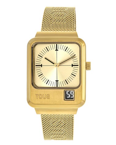 Reloj TOUS Mars Dorado con Caja Cuadrada y Correa de Malla | Joyería Onix Lugo