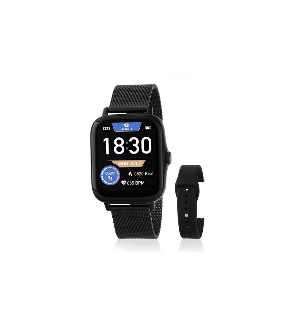 Reloj Inteligente Marea Unisex Correas intercambiables Caucho Negro y Acero  inoxidable IP negro - B58001/1