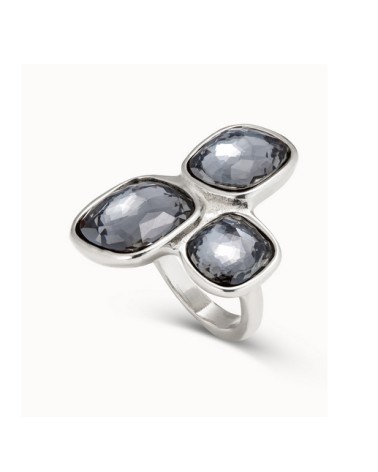 Anillo Uno de 50 Ladies ANI0704 - Baño Plata & Cristales Grises | Joyería Onix Lugo